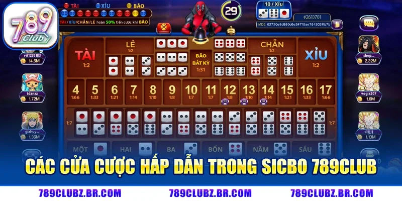 Các Cửa Cược Hấp Dẫn Trong Sicbo 789CLUB